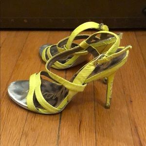 Sam Edelman | Shoes | Sam Edelman Neon Yellow Snake Skin High Heel ...